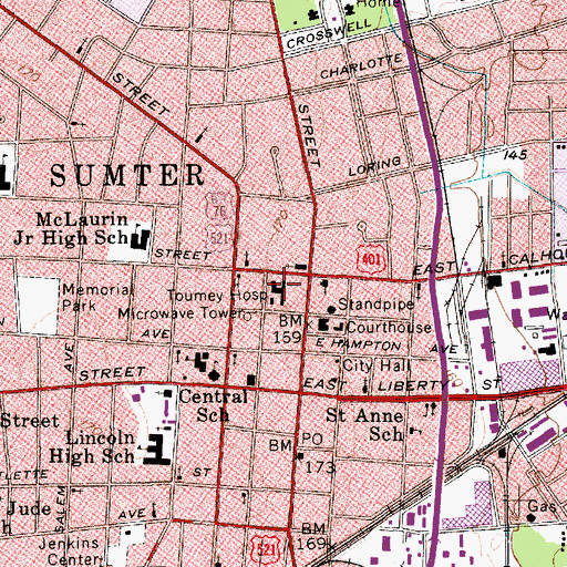 Topographic Map of Palmetto Health Tuomey, SC