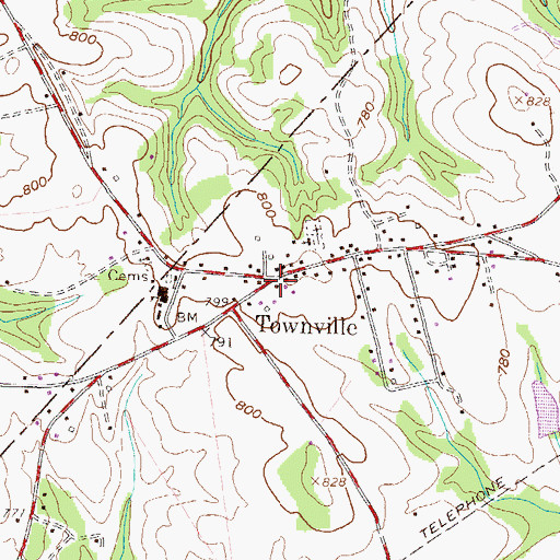 Topographic Map of Townville, SC