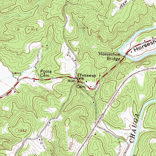 Topographic Map of Toxaway Baptist Church, SC