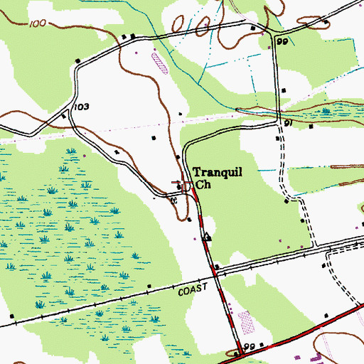 Topographic Map of Tranquil Church, SC