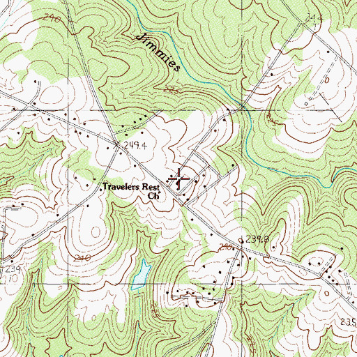Topographic Map of Travelers Rest Church, SC