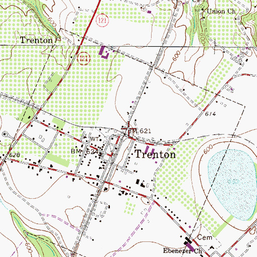 Topographic Map of Trenton, SC