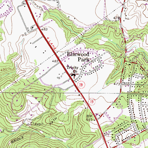 Topographic Map of Trinity United Methodist Church, SC