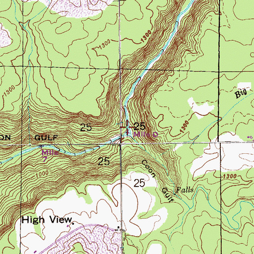 Topographic Map of Pond Creek, AL