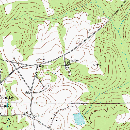 Topographic Map of Trinity Church, SC