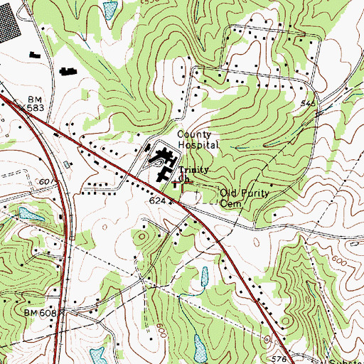 Topographic Map of Trinity Church, SC