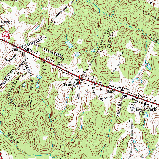Topographic Map of Trinity Church, SC