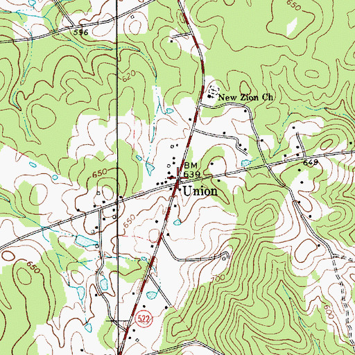 Topographic Map of Union, SC