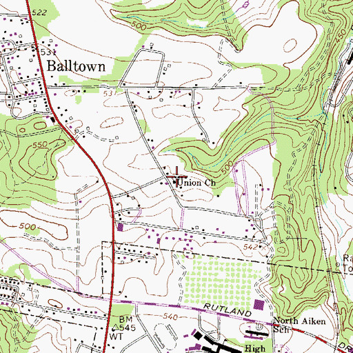 Topographic Map of Union Baptist Church, SC