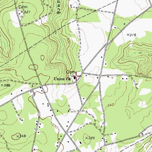 Topographic Map of Union Church, SC