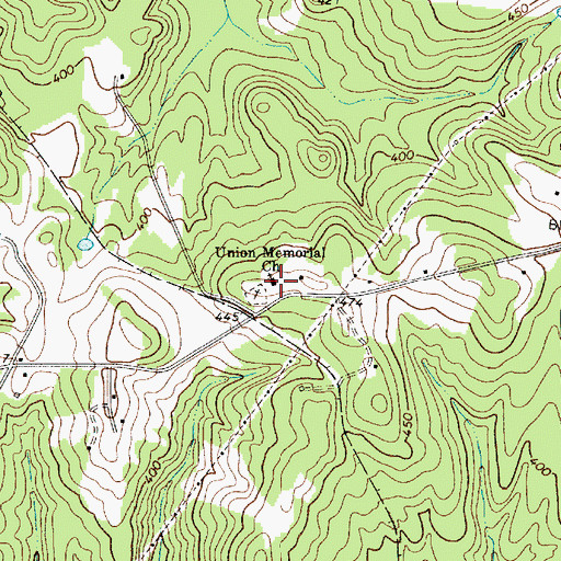 Topographic Map of Union Memorial Church, SC