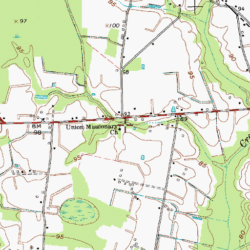 Topographic Map of Union Missionary Church, SC