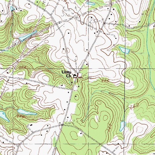 Topographic Map of Unity Church, SC