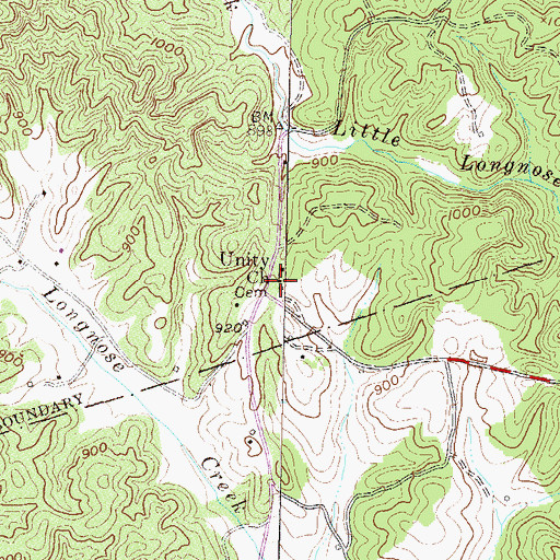 Topographic Map of Unity Baptist Church, SC