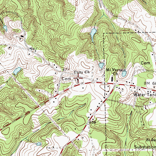 Topographic Map of Unity Baptist Church, SC