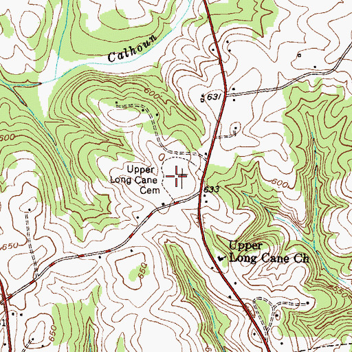 Topographic Map of Upper Long Cane Cemetery, SC