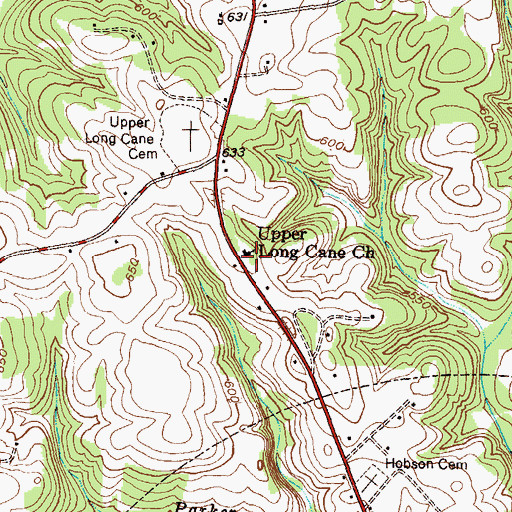 Topographic Map of Upper Long Cane Presbyterian Church, SC