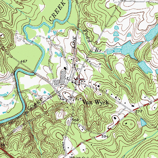 Topographic Map of Van Wyck, SC