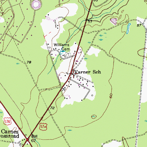 Topographic Map of Varner School, SC