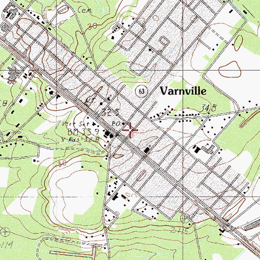 Topographic Map of Varnville, SC