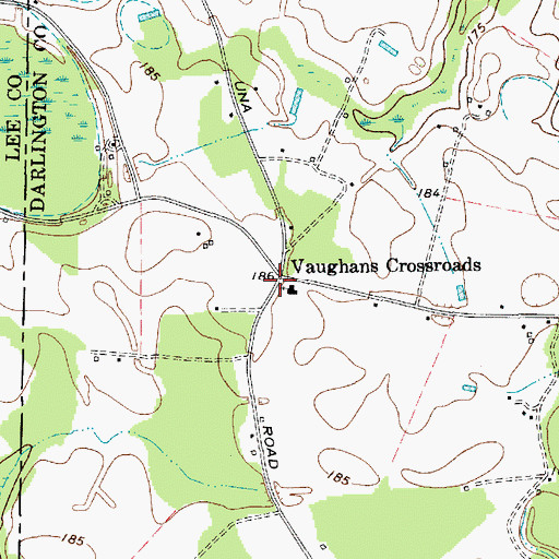 Topographic Map of Vaughans Crossroads, SC