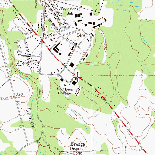 Topographic Map of Voorhees College, SC