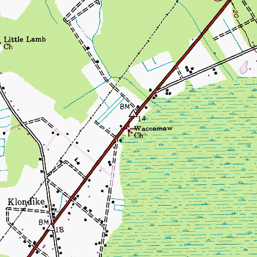 Topographic Map of Waccamaw Church, SC