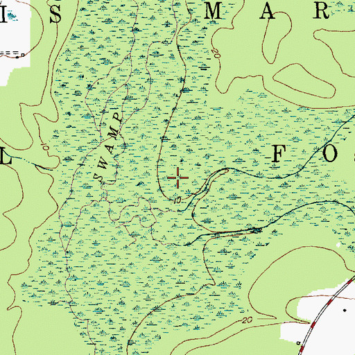 Topographic Map of Wadboo Swamp, SC