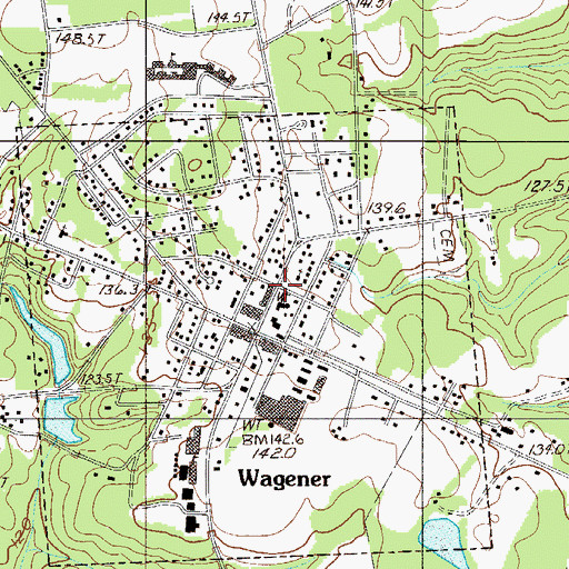 Topographic Map of Wagener, SC