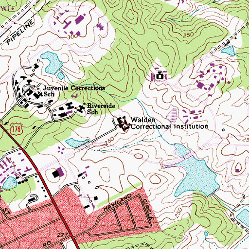 Topographic Map of Walden Correctional Institution, SC
