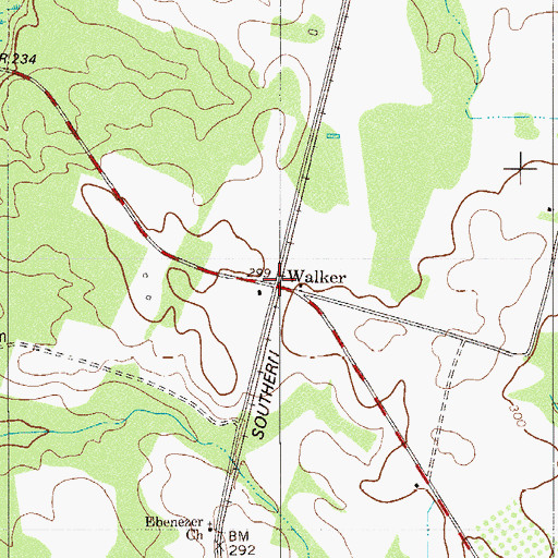 Topographic Map of Walker, SC