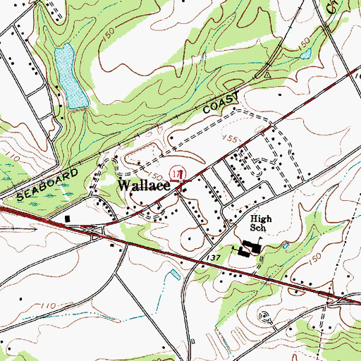 Topographic Map of Wallace, SC