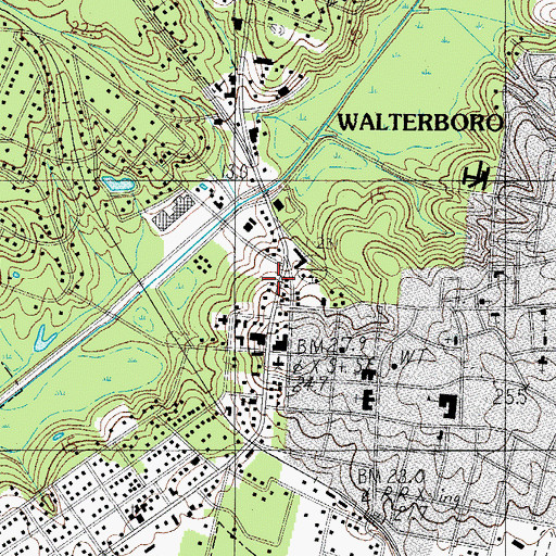 Topographic Map of Walterboro, SC