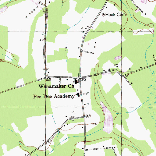 Topographic Map of Wanamaker Church, SC