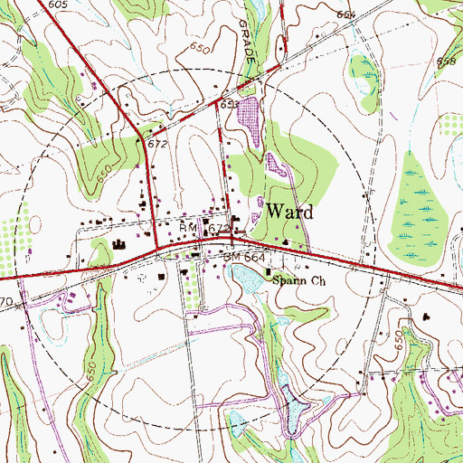 Topographic Map of Ward, SC