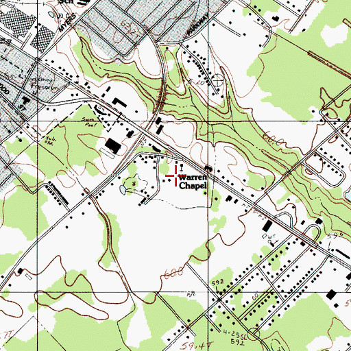 Topographic Map of Warren Chapel, SC