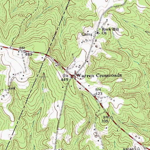 Topographic Map of Warren Crossroads, SC