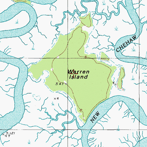Topographic Map of Warren Island, SC