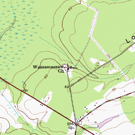 Topographic Map of Wassamassaw Baptist Church, SC