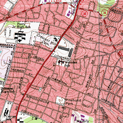 Topographic Map of Watkins School, SC