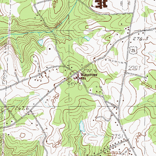 Topographic Map of Waycross Church, SC