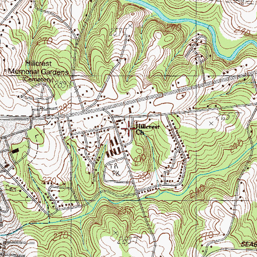 Topographic Map of Hillcrest Church, SC