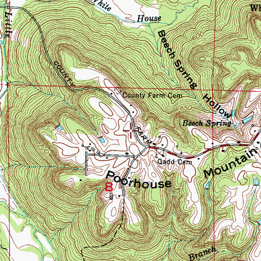 Topographic Map of Poorhouse Mountain, AL