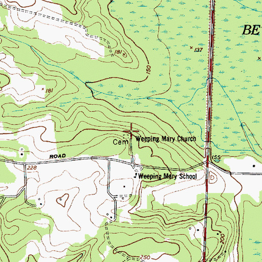 Topographic Map of Weeping Mary Church, SC