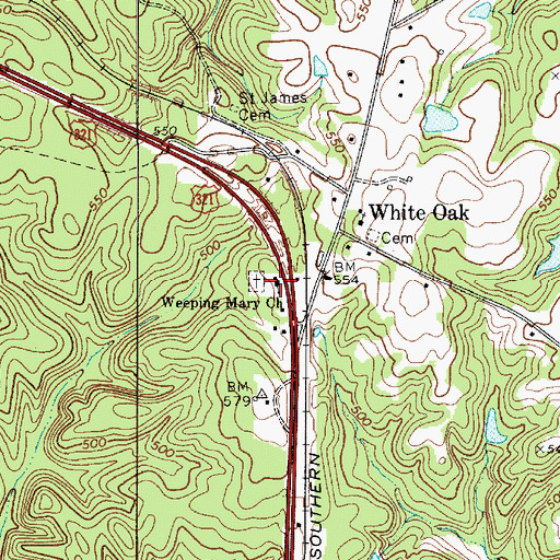 Topographic Map of Weeping Mary Church, SC