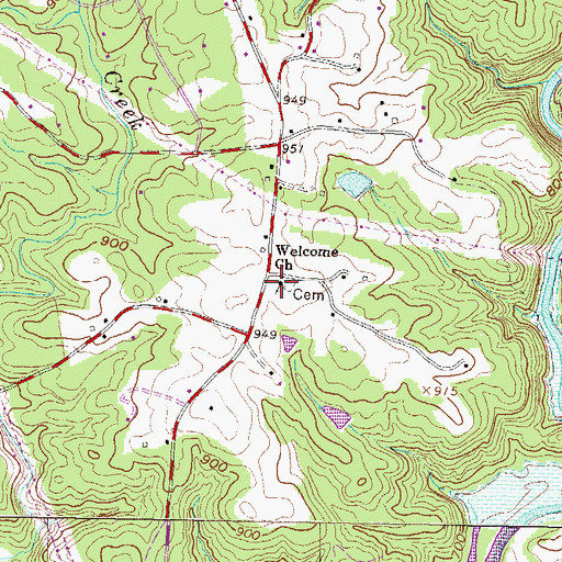 Topographic Map of Welcome Baptist Church, SC