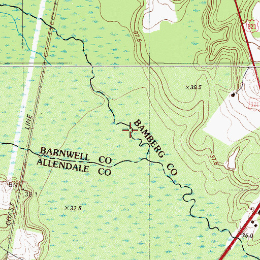 Topographic Map of Wells Branch, SC