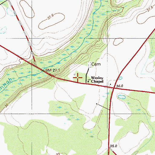 Topographic Map of Wesley Chapel, SC