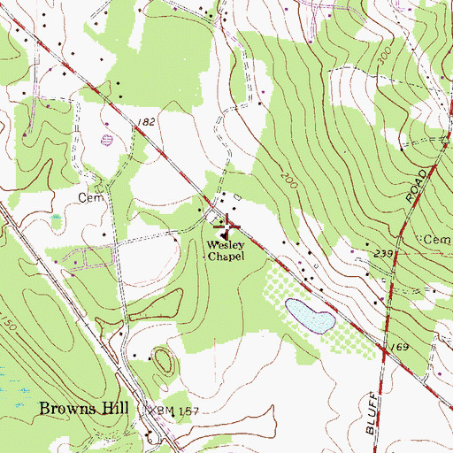 Topographic Map of Wesley Chapel, SC