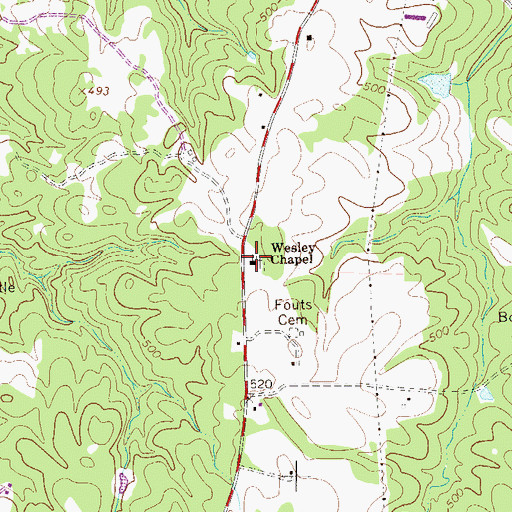 Topographic Map of Wesley Chapel, SC